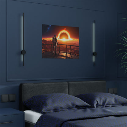 Astronaut Watching Blackhole, Satin Poster, Space Art Print, Cosmic Decor, Wall Art for Space Lovers, Unique Gift for Astronaut Fans, t-shirts, tshirts, tees