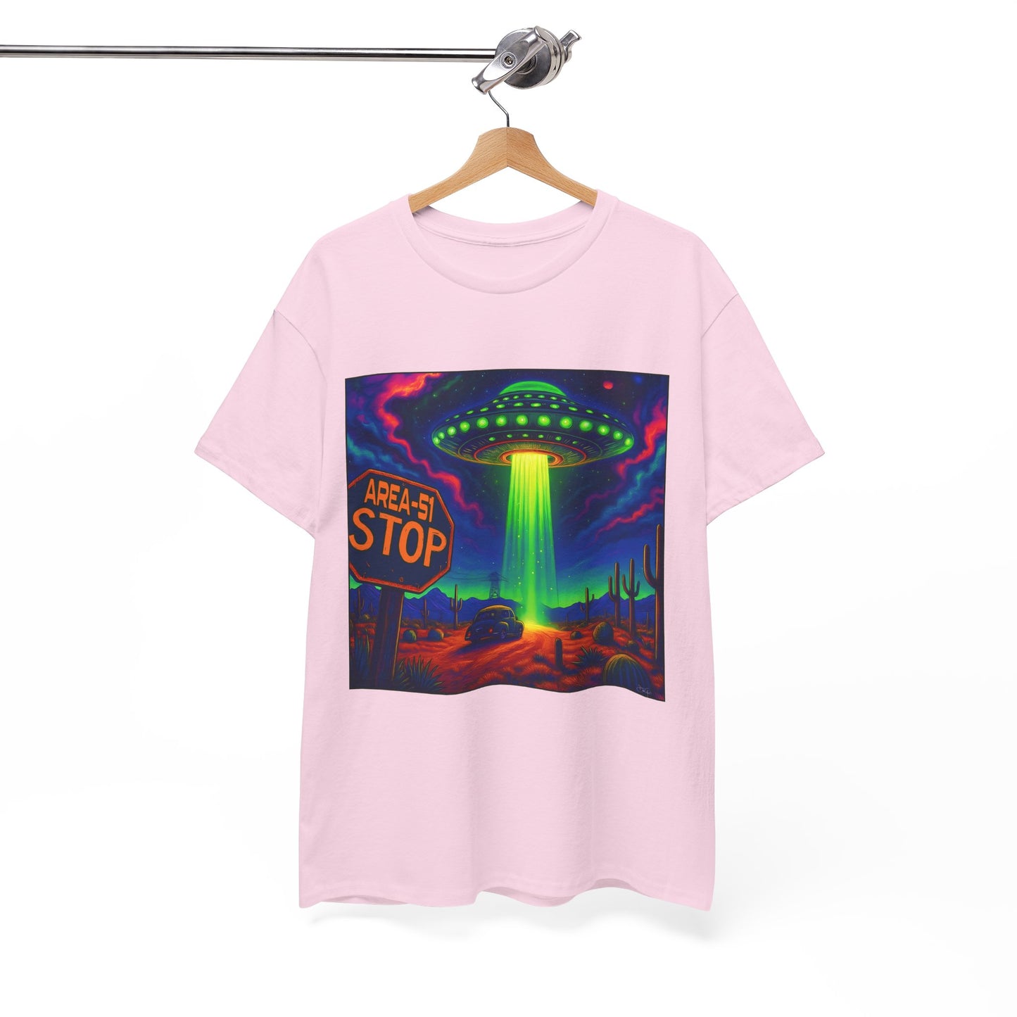 Area 51 Stop UFO Abduction T-Shirt — Neon Alien Invasion Tee