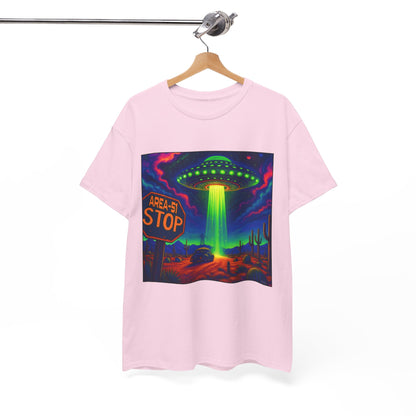Area 51 Stop UFO Abduction T-Shirt — Neon Alien Invasion Tee