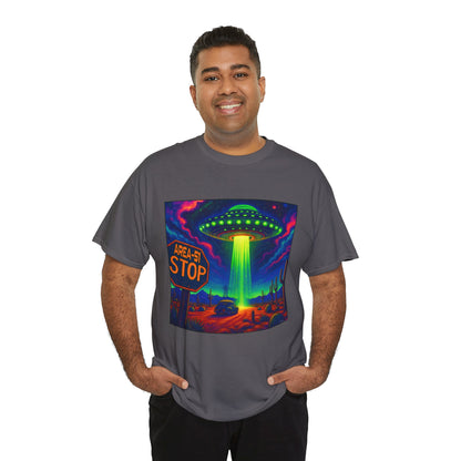 Area 51 Stop UFO Abduction T-Shirt — Neon Alien Invasion Tee