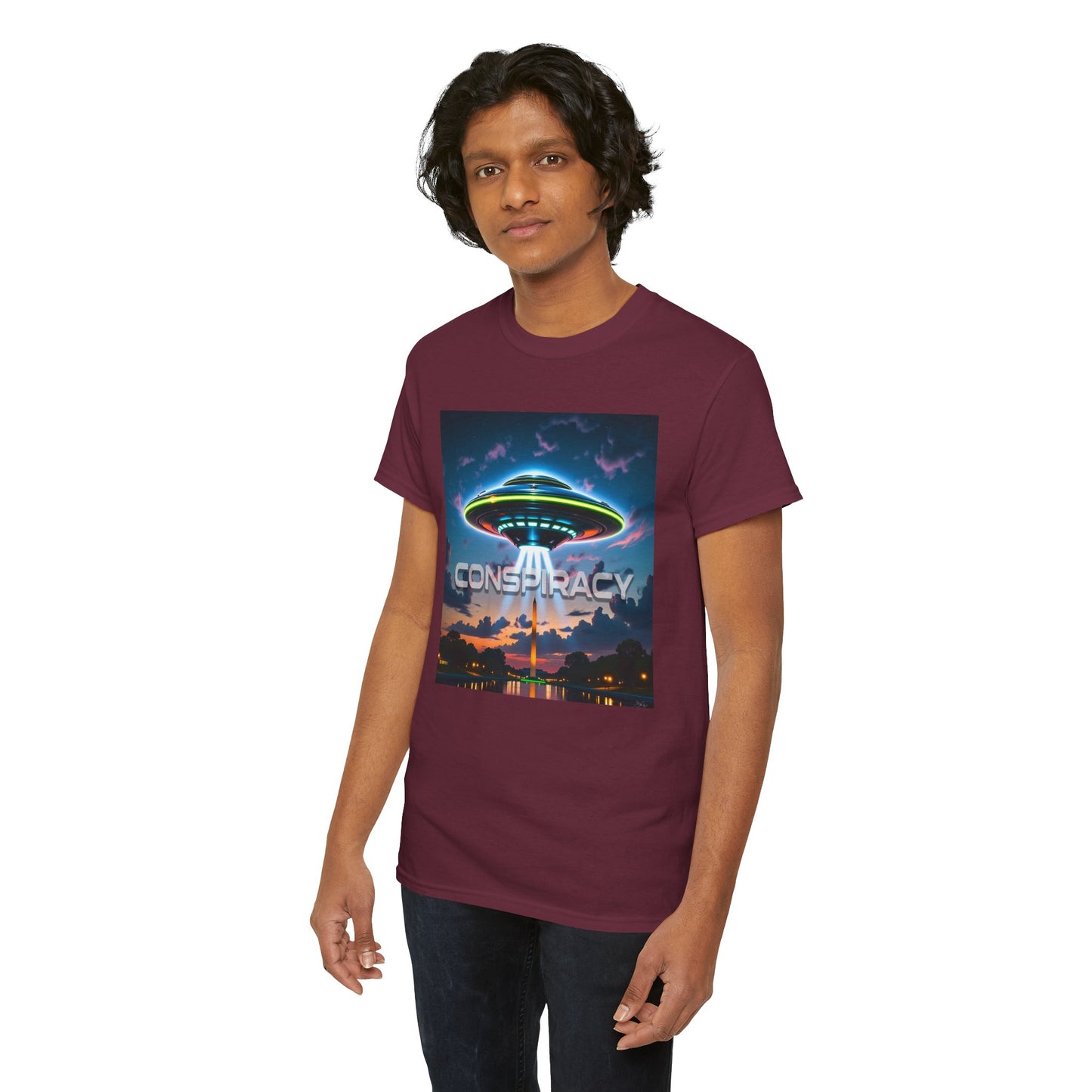 Retro Neon Alien UFO T-Shirt — "Conspiracy at DC" Graphic Tee