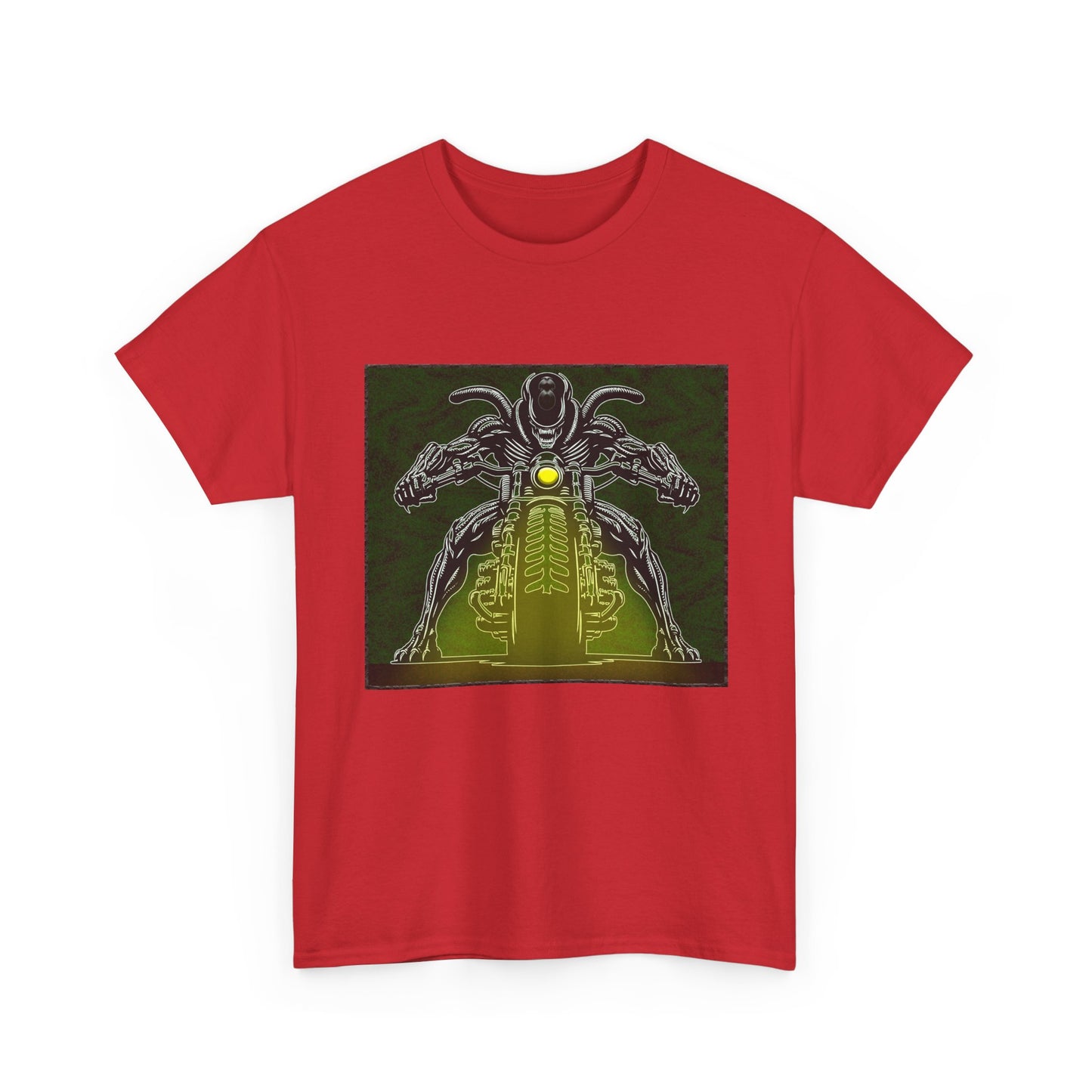 Alien Biker Neon Sci‑Fi Motorcycle T-Shirt