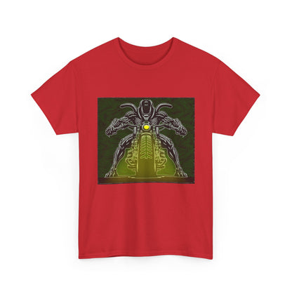 Alien Biker Neon Sci‑Fi Motorcycle T-Shirt