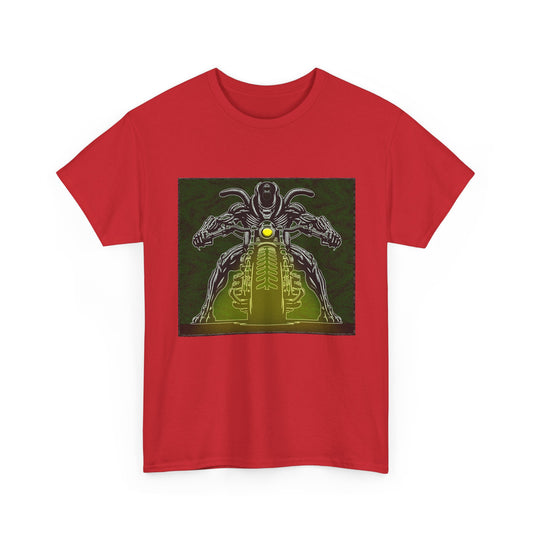 Alien Biker Neon Sci‑Fi Motorcycle T-Shirt