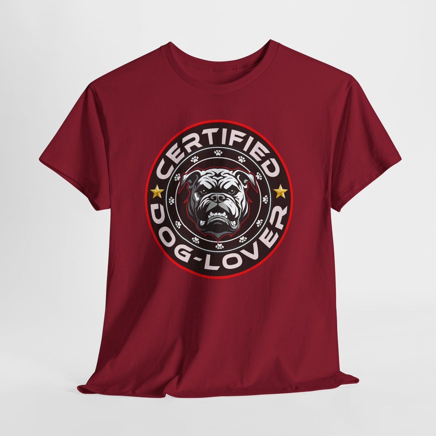 Certified Dog Lover Unisex Tee - Bulldog Print Design, GraphicTees, t-shirt, tshirt, png