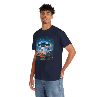 Retro Neon Alien UFO T-Shirt — "Conspiracy at DC" Graphic Tee