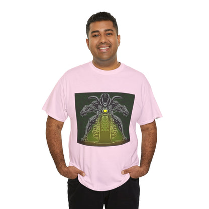 Alien Biker Neon Sci‑Fi Motorcycle T-Shirt