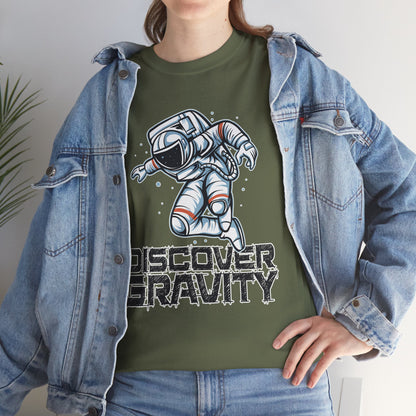 Discover Gravity. Unisex Heavy Cotton Tee - Fun Astronaut, Astronomy Graphic Tee - Unisex graphic design, png Express Delivery available