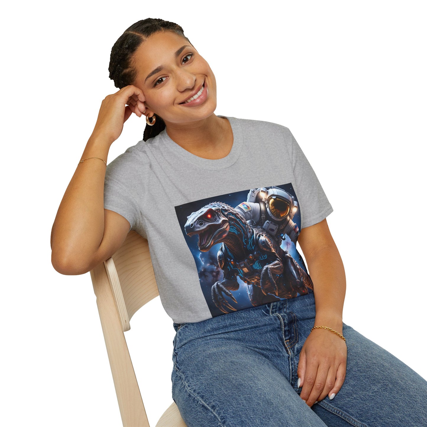 Space Dinosaur Unisex Softstyle T-Shirt, Fun Gift for Kids, Science Fiction Tee, Unique Graphic Shirt, Cool Outfit for Parties, t-shirt, tshirt, png