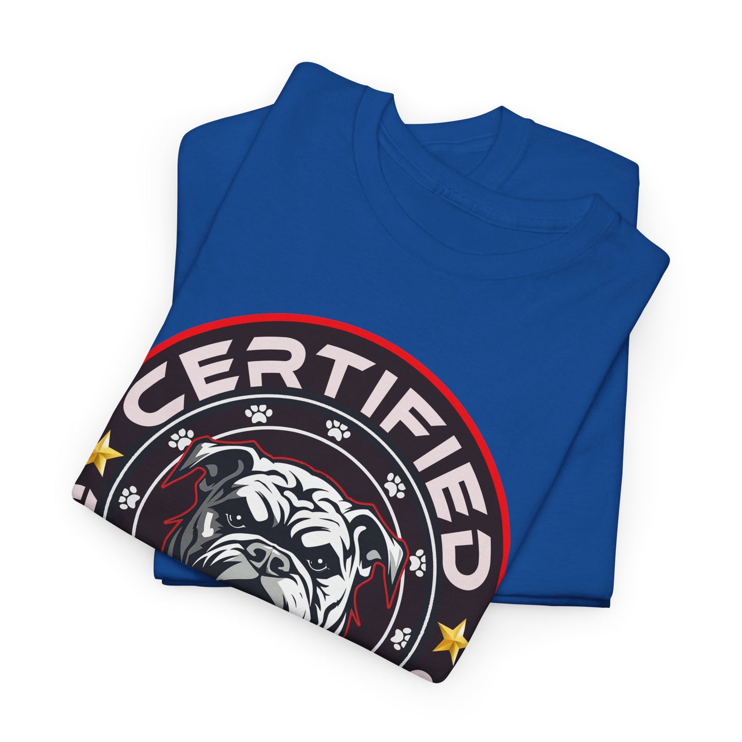 Certified Dog Lover Unisex Tee - Bulldog Print Design, GraphicTees, t-shirt, tshirt, png