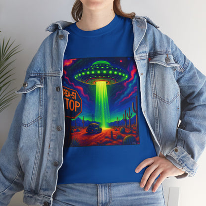 Area 51 Stop UFO Abduction T-Shirt — Neon Alien Invasion Tee