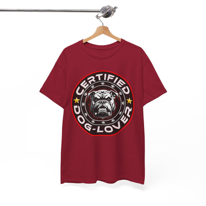 Certified Dog Lover Unisex Tee - Bulldog Print Design, GraphicTees, t-shirt, tshirt, png