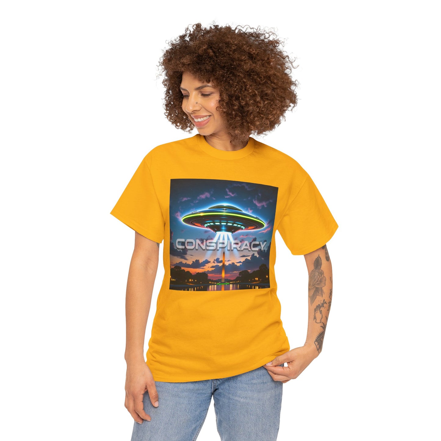 Retro Neon Alien UFO T-Shirt — "Conspiracy at DC" Graphic Tee