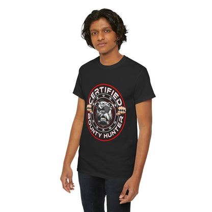 Certified Bounty Hunter, Unisex Heavy Cotton Tee, comedy, bulldog, print design, png, GraphicTees