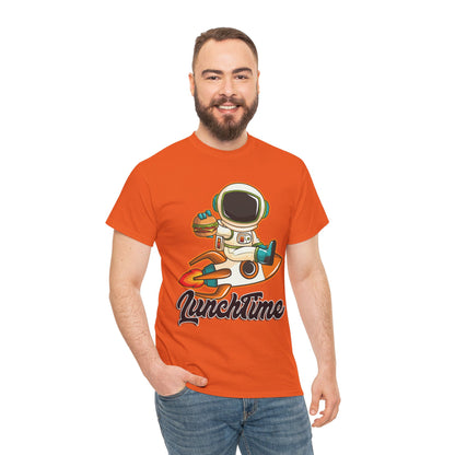 Astronaut Lunchtime Unisex Heavy Cotton Tee - Fun Graphic T-Shirt for Space Lovers, GraphicTees, png, t-shirts, tshirts