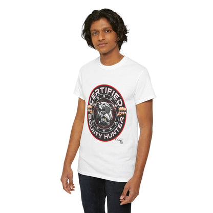 Certified Bounty Hunter, Unisex Heavy Cotton Tee, comedy, bulldog, print design, png, GraphicTees