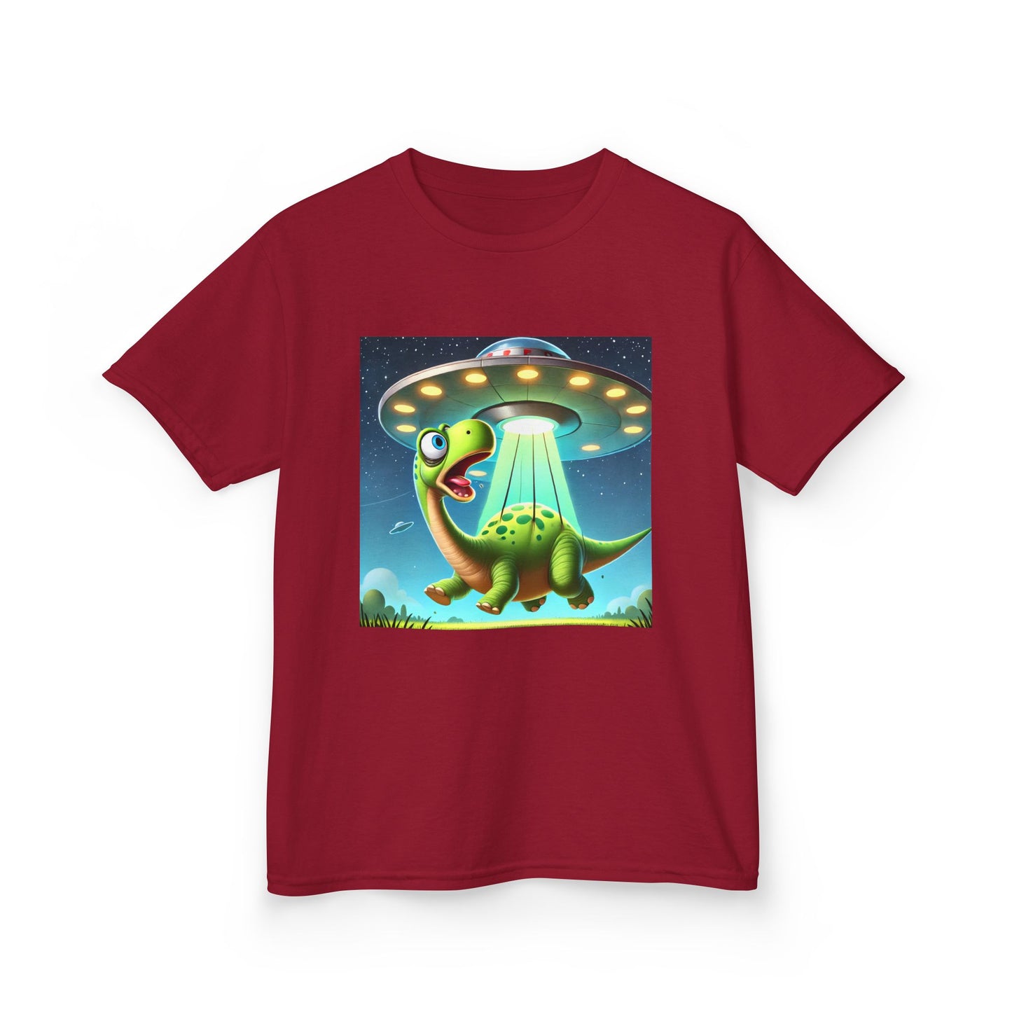 Dinosaur UFO Kids Tee, Fun Graphic Shirt for Boys and Girls, Perfect for Birthdays, Parties, Casual Wear, Gifts, tshirt, t-shirt, png, dino