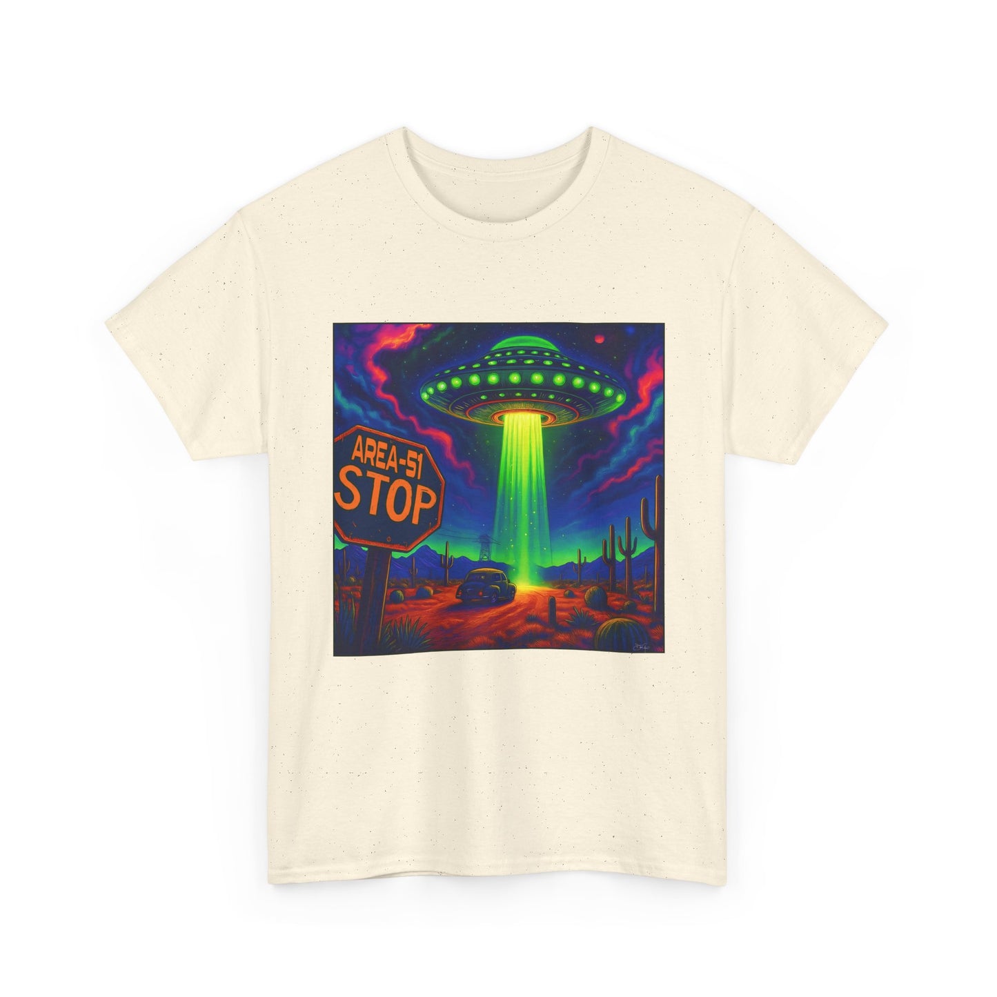 Area 51 Stop UFO Abduction T-Shirt — Neon Alien Invasion Tee
