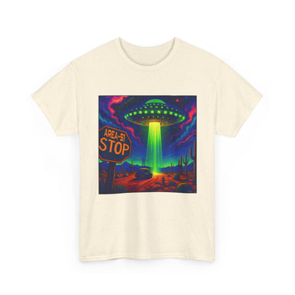 Area 51 Stop UFO Abduction T-Shirt — Neon Alien Invasion Tee