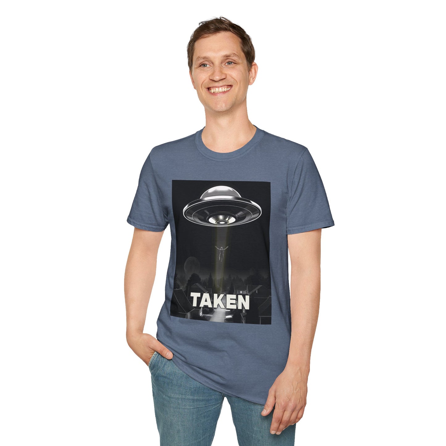 Taken 3, Alien Theme Unisex Softstyle T-Shirt, Fun Graphic Tee for UFO Lovers, Great for Casual Wear, Gifts for Sci-Fi Fans, Cool Shirt