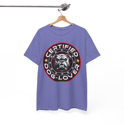Certified Dog Lover Unisex Tee - Bulldog Print Design, GraphicTees, t-shirt, tshirt, png