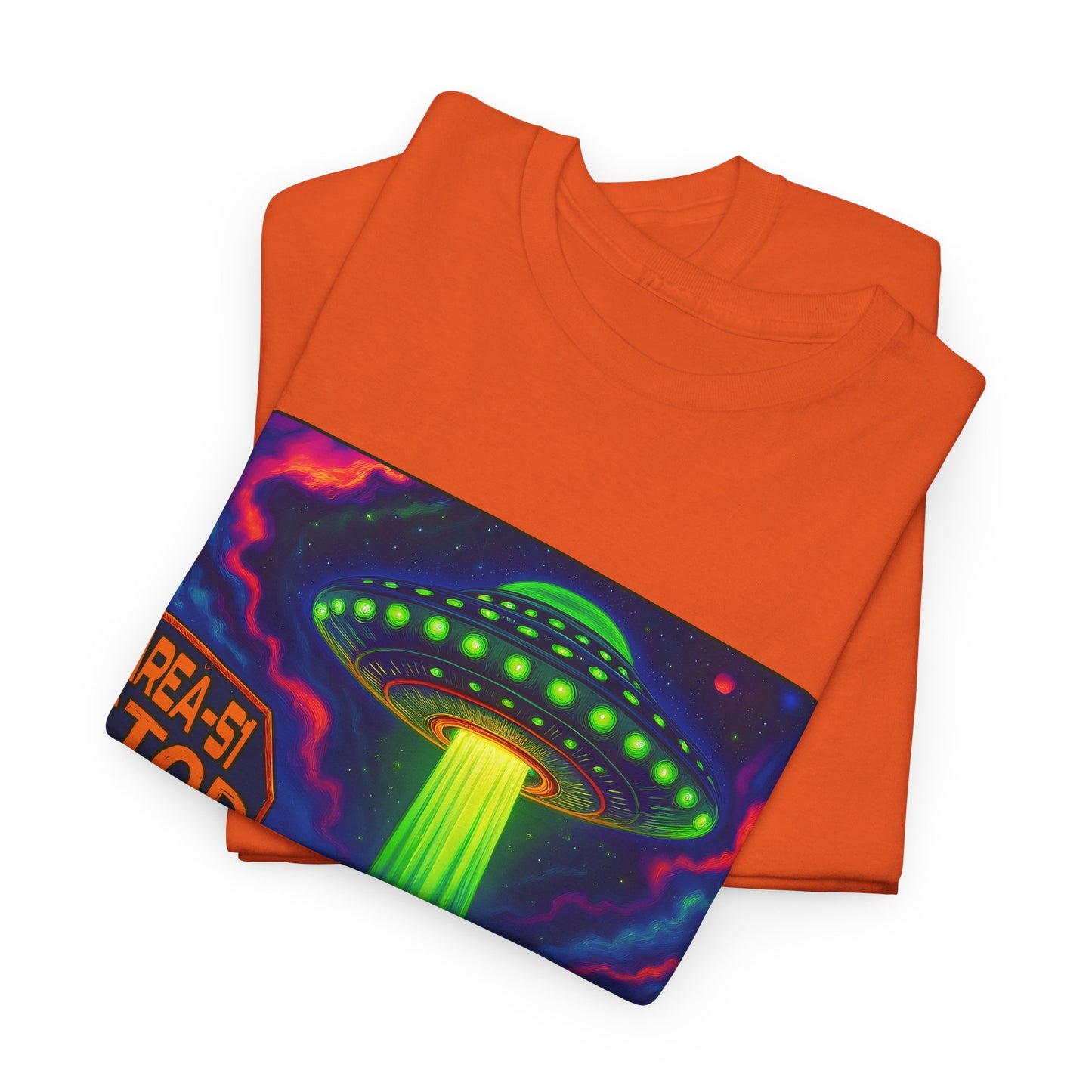 Area 51 Stop UFO Abduction T-Shirt — Neon Alien Invasion Tee