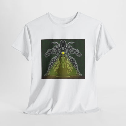 Alien Biker Neon Sci‑Fi Motorcycle T-Shirt