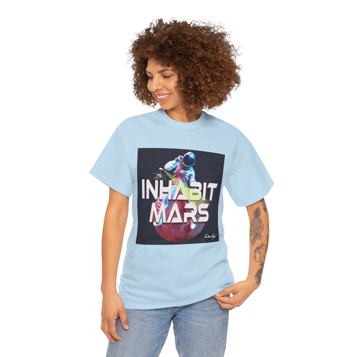 Inhabit Mars, Unisex Heavy Cotton Tee, Space, SpaceX, Universe, UFO, multiverse, graphic design, png, graphic design, t-shirts, tee
