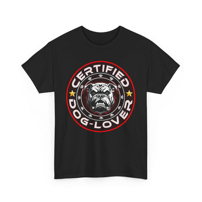 Certified Dog Lover Unisex Tee - Bulldog Print Design, GraphicTees, t-shirt, tshirt, png