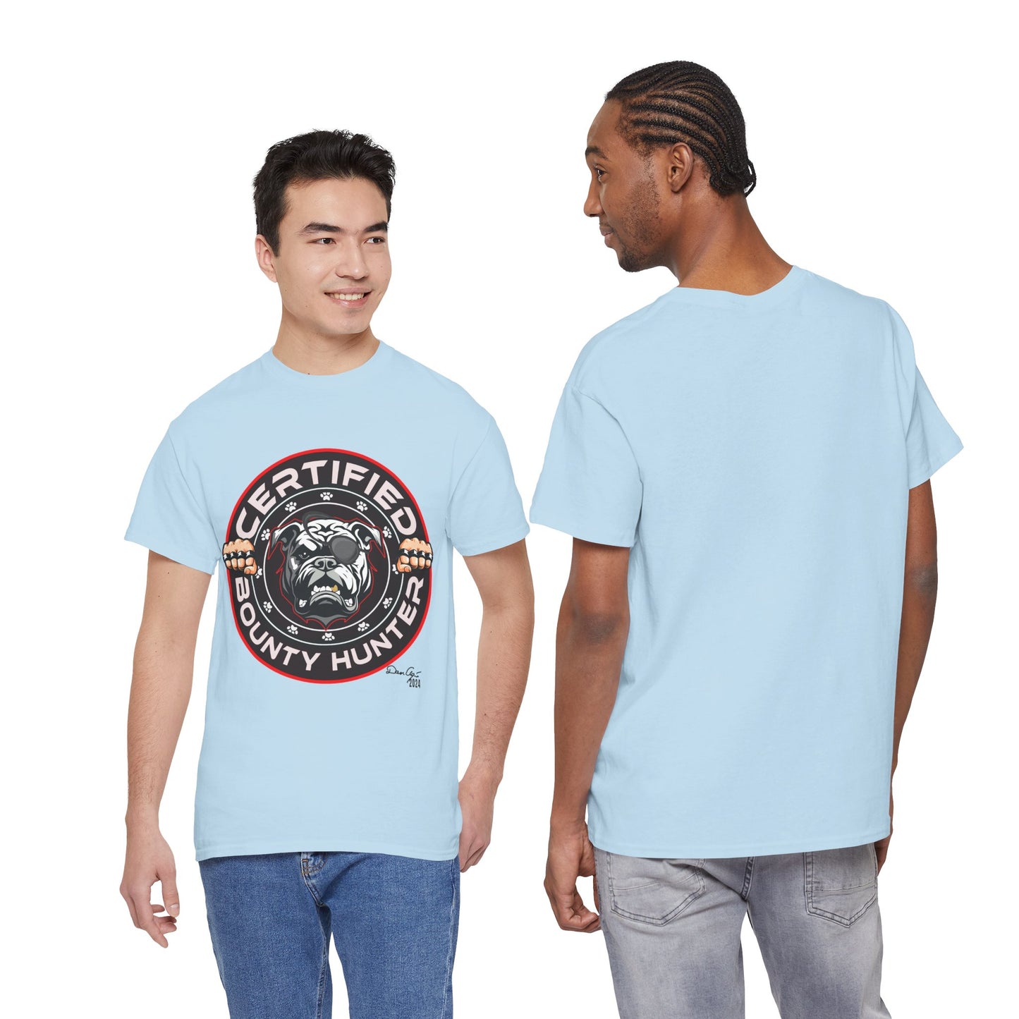 Certified Bounty Hunter, Unisex Heavy Cotton Tee, comedy, bulldog, print design, png, GraphicTees