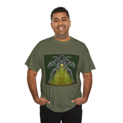 Alien Biker Neon Sci‑Fi Motorcycle T-Shirt