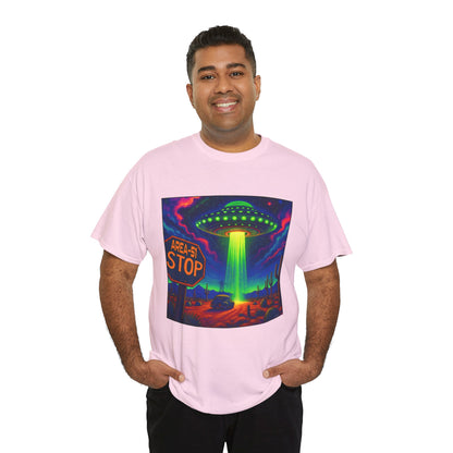 Area 51 Stop UFO Abduction T-Shirt — Neon Alien Invasion Tee