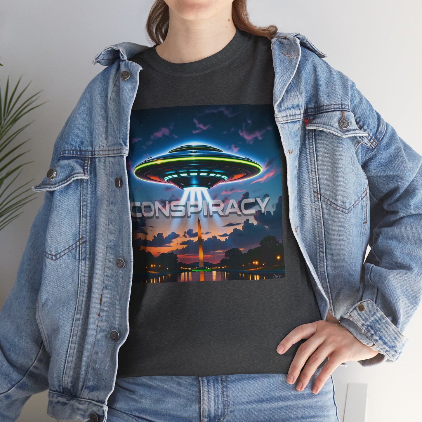 Retro Neon Alien UFO T-Shirt — "Conspiracy at DC" Graphic Tee