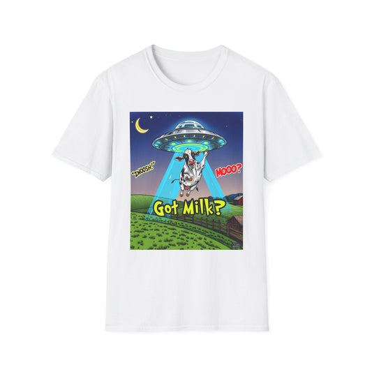 Got Milk? Funny Unisex Softstyle T-Shirt, Humorous Tee, Perfect for Cow Lovers, Milking Day, Farm-themed Gifts, Quirky Apparel, graphic