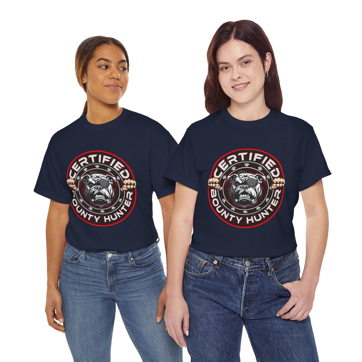 Certified Bounty Hunter, Unisex Heavy Cotton Tee, comedy, bulldog, print design, png, GraphicTees