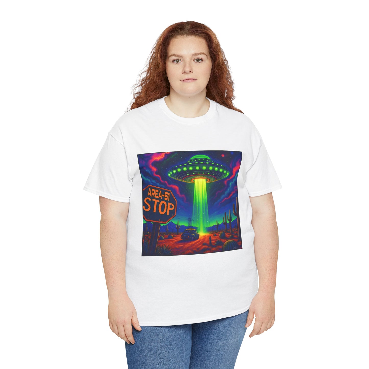 Area 51 Stop UFO Abduction T-Shirt — Neon Alien Invasion Tee