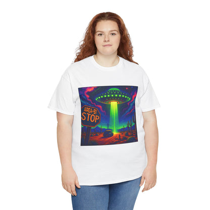 Area 51 Stop UFO Abduction T-Shirt — Neon Alien Invasion Tee