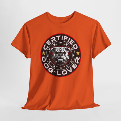 Certified Dog Lover Unisex Tee - Bulldog Print Design, GraphicTees, t-shirt, tshirt, png