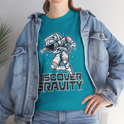 Discover Gravity. Unisex Heavy Cotton Tee - Fun Astronaut, Astronomy Graphic Tee - Unisex graphic design, png Express Delivery available