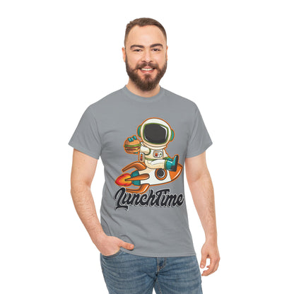 Astronaut Lunchtime Unisex Heavy Cotton Tee - Fun Graphic T-Shirt for Space Lovers, GraphicTees, png, t-shirts, tshirts