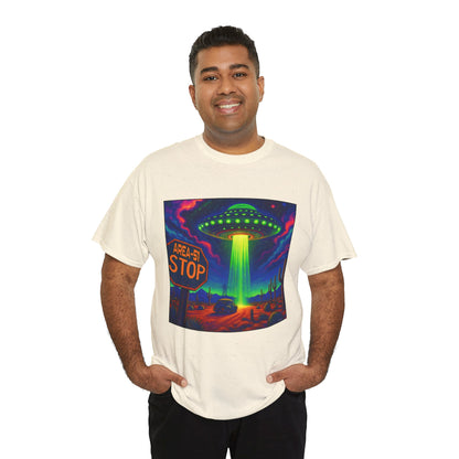 Area 51 Stop UFO Abduction T-Shirt — Neon Alien Invasion Tee