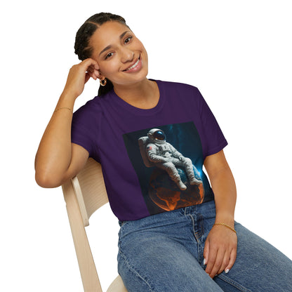 Sitting on an Earth, Cosmic Astronaut T-Shirt, Unisex Graphic Tee, Space Lover Gift, Casual Wear, Astronomy Fan Shirt, Graphic Tee, t-shirt, tshirt, png