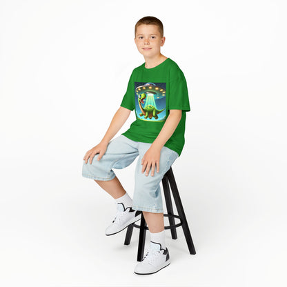 Dinosaur UFO Kids Tee, Fun Graphic Shirt for Boys and Girls, Perfect for Birthdays, Parties, Casual Wear, Gifts, tshirt, t-shirt