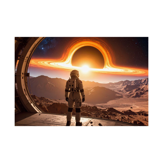 Astronaut Satin Blackhole Poster, Space Wall Art Decor