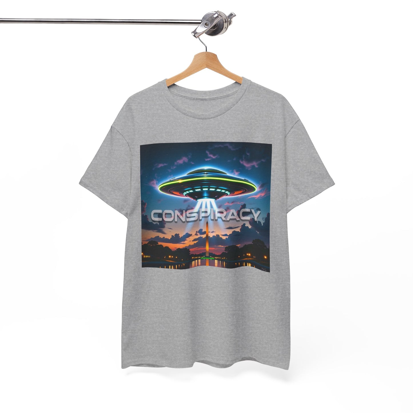 Retro Neon Alien UFO T-Shirt — "Conspiracy at DC" Graphic Tee