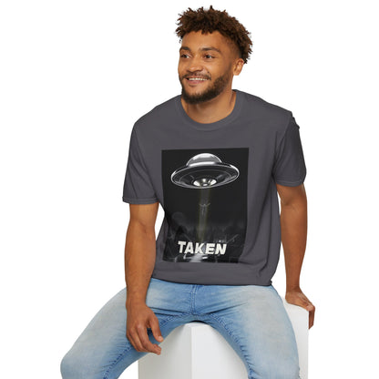 Taken 3, Alien Theme Unisex Softstyle T-Shirt, Fun Graphic Tee for UFO Lovers, Great for Casual Wear, Gifts for Sci-Fi Fans, Cool Shirt