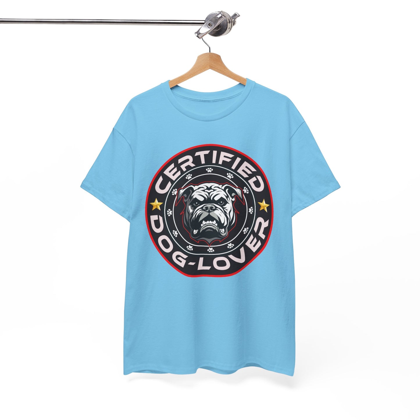 Certified Dog Lover Unisex Tee - Bulldog Print Design, GraphicTees, t-shirt, tshirt, png