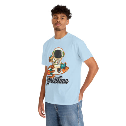 Astronaut Lunchtime Unisex Heavy Cotton Tee - Fun Graphic T-Shirt for Space Lovers, GraphicTees, png, t-shirts, tshirts