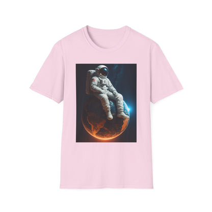 Sitting on an Earth, Cosmic Astronaut T-Shirt, Unisex Graphic Tee, Space Lover Gift, Casual Wear, Astronomy Fan Shirt, Graphic Tee, t-shirt, tshirt, png