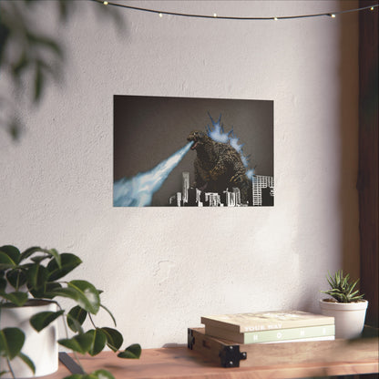 Godzilla Minus One, Fine Art Posters, Godzilla movie rendition, monsters, movies, posters, canvas, fine art, graphic design, png, CanvasPrints